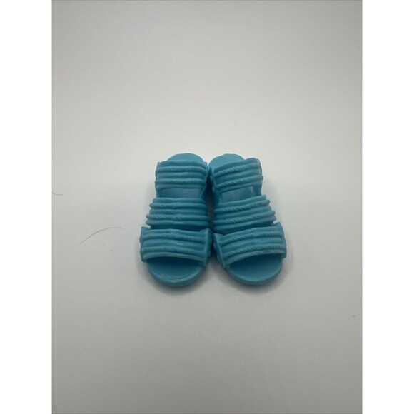 Barbie FASHIONISTAS KEN Doll Shoes TURQUOISE Blue Triple Strap SANDALS FLIP FLOP - Picture 1 of 4